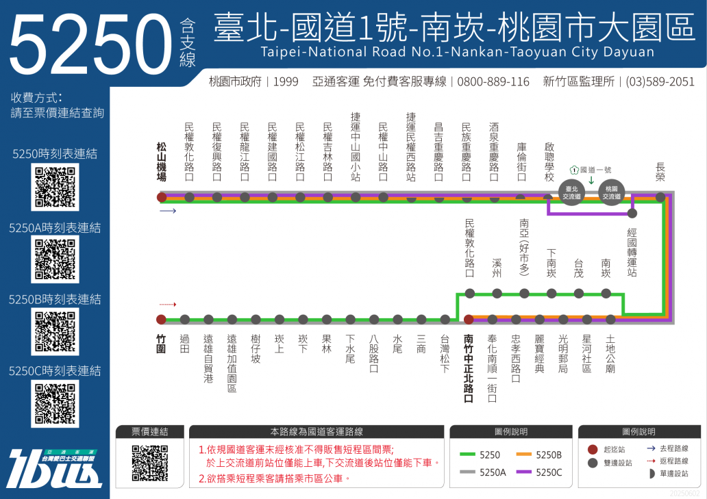 ibus－亞通客運-5250路線圖